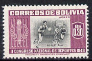 Bolivia 1951 Basketball 30c (from Sports set of 14) SG 539 unmounted mint*