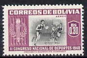 Bolivia 1951 Basketball 30c (from Sports set of 14) SG 539 unmounted mint*