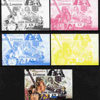 Guinea - Bissau 2010 John Lennon 70th Birth Anniversary #1 individual deluxe sheet - the set of 5 imperf progressive proofs comprising the 4 individual colours plus all 4-colour composite, unmounted mint