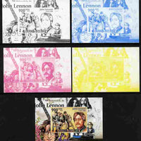 Guinea - Bissau 2010 John Lennon 70th Birth Anniversary #3 individual deluxe sheet - the set of 5 imperf progressive proofs comprising the 4 individual colours plus all 4-colour composite, unmounted mint