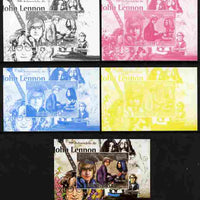 Guinea - Bissau 2010 John Lennon 70th Birth Anniversary #4 individual deluxe sheet - the set of 5 imperf progressive proofs comprising the 4 individual colours plus all 4-colour composite, unmounted mint