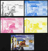 Guinea - Bissau 2010 Chess - Vassily Ivanchuk #1 individual deluxe sheet - the set of 5 imperf progressive proofs comprising the 4 individual colours plus all 4-colour composite, unmounted mint