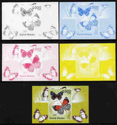 Guinea - Bissau 2010 Butterflies #01 individual deluxe sheet - the set of 5 imperf progressive proofs comprising the 4 individual colours plus all 4-colour composite, unmounted mint