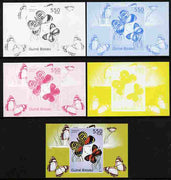 Guinea - Bissau 2010 Butterflies #03 individual deluxe sheet - the set of 5 imperf progressive proofs comprising the 4 individual colours plus all 4-colour composite, unmounted mint