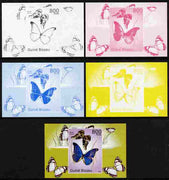 Guinea - Bissau 2010 Butterflies #04 individual deluxe sheet - the set of 5 imperf progressive proofs comprising the 4 individual colours plus all 4-colour composite, unmounted mint