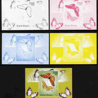 Guinea - Bissau 2010 Butterflies #05 individual deluxe sheet - the set of 5 imperf progressive proofs comprising the 4 individual colours plus all 4-colour composite, unmounted mint