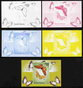 Guinea - Bissau 2010 Butterflies #05 individual deluxe sheet - the set of 5 imperf progressive proofs comprising the 4 individual colours plus all 4-colour composite, unmounted mint
