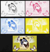 Guinea - Bissau 2010 Butterflies #06 individual deluxe sheet - the set of 5 imperf progressive proofs comprising the 4 individual colours plus all 4-colour composite, unmounted mint
