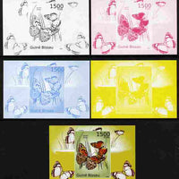 Guinea - Bissau 2010 Butterflies #07 individual deluxe sheet - the set of 5 imperf progressive proofs comprising the 4 individual colours plus all 4-colour composite, unmounted mint