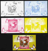 Guinea - Bissau 2010 Butterflies #08 individual deluxe sheet - the set of 5 imperf progressive proofs comprising the 4 individual colours plus all 4-colour composite, unmounted mint