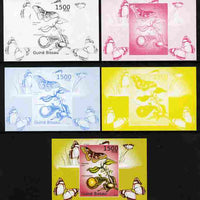 Guinea - Bissau 2010 Butterflies #10 individual deluxe sheet - the set of 5 imperf progressive proofs comprising the 4 individual colours plus all 4-colour composite, unmounted mint