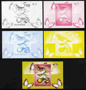 Guinea - Bissau 2010 Butterflies #10 individual deluxe sheet - the set of 5 imperf progressive proofs comprising the 4 individual colours plus all 4-colour composite, unmounted mint