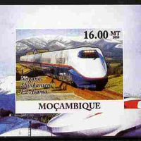 Mozambique 2010 Japanese High Speed Trains #1 individual imperf deluxe sheet unmounted mint. Note this item is privately produced and is offered purely on its thematic appeal