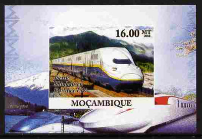 Mozambique 2010 Japanese High Speed Trains #2 individual imperf deluxe sheet unmounted mint. Note this item is privately produced and is offered purely on its thematic appeal