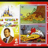 Afghanistan 2007 The World of Walt Disney perf sheetlet containing 2 values unmounted mint. Note this item is privately produced and is offered purely on its thematic appeal, it has no postal validity