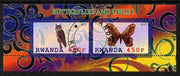 Rwanda 2011 Butterflies & Owls #1 perf sheetlet containing 2 values fine cto used