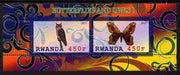 Rwanda 2011 Butterflies & Owls #1 perf sheetlet containing 2 values unmounted mint