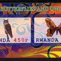 Rwanda 2011 Butterflies & Owls #1 imperf sheetlet containing 2 values unmounted mint