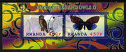 Rwanda 2011 Butterflies & Owls #2 perf sheetlet containing 2 values fine cto used