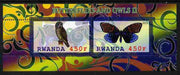Rwanda 2011 Butterflies & Owls #2 perf sheetlet containing 2 values unmounted mint