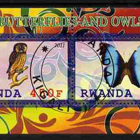 Rwanda 2011 Butterflies & Owls #3 perf sheetlet containing 2 values fine cto used