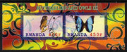 Rwanda 2011 Butterflies & Owls #3 perf sheetlet containing 2 values fine cto used