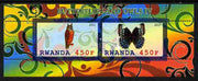 Rwanda 2011 Butterflies & Owls #4 perf sheetlet containing 2 values unmounted mint