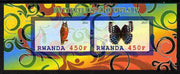 Rwanda 2011 Butterflies & Owls #4 imperf sheetlet containing 2 values unmounted mint