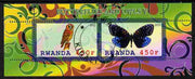 Rwanda 2011 Butterflies & Owls #5 perf sheetlet containing 2 values fine cto used