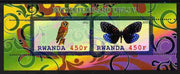 Rwanda 2011 Butterflies & Owls #5 perf sheetlet containing 2 values unmounted mint