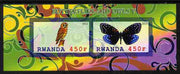 Rwanda 2011 Butterflies & Owls #5 imperf sheetlet containing 2 values unmounted mint