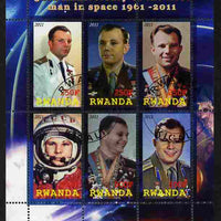 Rwanda 2011 50th Anniversary of First Man in Space perf sheetlet containing 6 values fine cto used