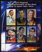 Rwanda 2011 50th Anniversary of First Man in Space perf sheetlet containing 6 values fine cto used