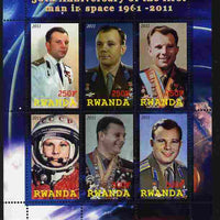 Rwanda 2011 50th Anniversary of First Man in Space perf sheetlet containing 6 values unmounted mint