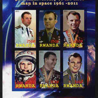 Rwanda 2011 50th Anniversary of First Man in Space imperf sheetlet containing 6 values unmounted mint