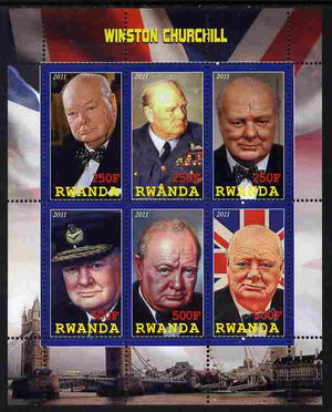 Rwanda 2011 Winston Churchill perf sheetlet containing 6 values unmounted mint