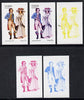 Staffa 1974 Costumes 2.5p (Lady & Muscadin 1789) set of 5 imperf progressive colour proofs comprising 3 individual colours (red, blue & yellow) plus 3 and all 4-colour composites unmounted mint