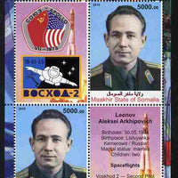 Maakhir State of Somalia 2010 50th Anniversary of Space Exploration #03 - Aleksei Leonov perf sheetlet containing 2 values plus 2 labels unmounted mint
