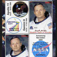 Maakhir State of Somalia 2010 50th Anniversary of Space Exploration #07 - Neil Armstrong perf sheetlet containing 2 values plus 2 labels unmounted mint