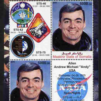Maakhir State of Somalia 2010 50th Anniversary of Space Exploration #09 - Andrew 'Andy' Allen perf sheetlet containing 2 values plus 2 labels unmounted mint
