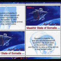 Maakhir State of Somalia 2010 Space - Sputnik 2 perf sheetlet containing 2 values plus 2 labels unmounted mint