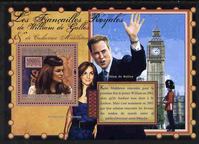 Guinea - Conakry 2010 The Royal Engagement - Prince William & Kate #1 - Big Ben perf deluxe sheet unmounted mint