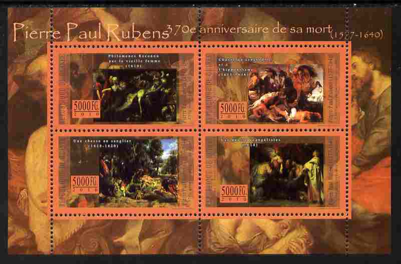 Guinea - Conakry 2010 70th Death Anniversary of Peter Paul Rubens perf sheetlet containing 4 values unmounted mint