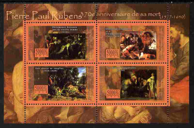 Guinea - Conakry 2010 70th Death Anniversary of Peter Paul Rubens perf sheetlet containing 4 values unmounted mint