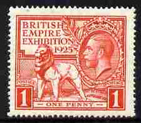 Great Britain 1925 KG5 Wembley Exhibition 1d scarlet well centred unmounted mint, SG 432