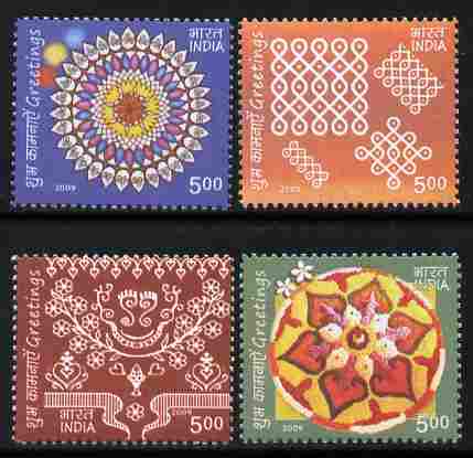 India 2009 Greetings perf set of 4 values unmounted mint