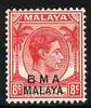 Malaya - BMA 1945-48 KG6 8c scarlet ordinary paper unmounted mint, SG 7