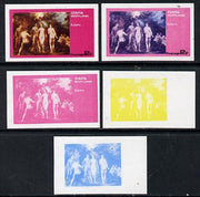 Staffa 1974 Paintings of Nudes,2p (Rubens) set of 5 imperf progressive colour proofs comprising 3 individual colours (red, blue & yellow) plus 3 and all 4-colour composites unmounted mint