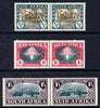 South Africa 1939 Huguenot set of 6 (3 se-tenant pairs) in fine mounted mint horiz pairs, SG 82-84