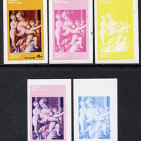 Staffa 1974 Paintings of Nudes,4p (Salviati) set of 5 imperf progressive colour proofs comprising 3 individual colours (red, blue & yellow) plus 3 and all 4-colour composites unmounted mint